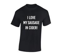 JLB Print I Love My Sausage in Cider Funny Rude Humor Premium Quality Modern Fit T-Shirt Top for Men - Black/XL