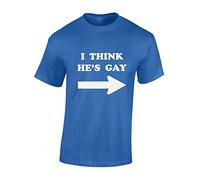 JLB Print I Think He's Gay Funny Premium Quality Regular Fit T-Shirt Top for Men and Teens - Royal/XL