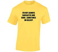 JLB Print Im Not Always Sarcastic Funny Premium Quality Regular Fit T-Shirt Top for Men and Teens - Yellow/3XL