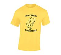 JLB Print I'm Only Speaking to My Cat Today Novelty Premium Quality Regular Fit T-Shirt Top for Men and Teens - Yellow/3XL