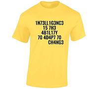 JLB Print Intelligence is The Ability Cool Novelty Premium Quality Regular Fit T-Shirt Top for Men and Teens - Yellow/XL