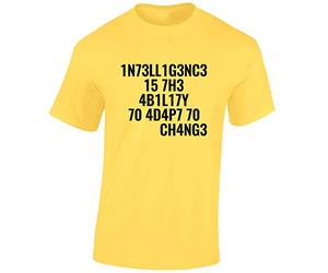 JLB Print Intelligence is The Ability Cool Novelty Premium Quality Regular Fit T-Shirt Top for Men and Teens - Yellow/XL