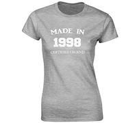 JLB Print Made in 1998 Novelty Premium Quality Fitted T-Shirt Top for Women and Teens - Sports Grey / 12-14