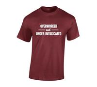 JLB Print Overworked and Under Intoxicated Funny Premium Quality Modern Fit T-Shirt Top for Men - Red/XXL
