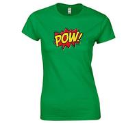 JLB Print POW Super Hero Movie & Comic Book Fan Premium Quality Fitted T-Shirt Top for Women and Teens (Green/Small)