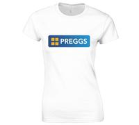 JLB Print Preggs Funny Joke Pregnant Pregnancy Design Gift Present Idea Top Funny Premium Quality Loose Fit T-Shirt Top for Ladies - White / 8-10