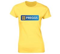 JLB Print Preggs Funny Joke Pregnant Pregnancy Design Gift Present Idea Top Funny Premium Quality Loose Fit T-Shirt Top for Ladies - Yellow / 8-10