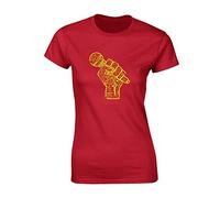 JLB Print Rock Electric Microphone Music Fan Premium Quality Fitted T-Shirt Top for Women and Teens - Red / 14-16