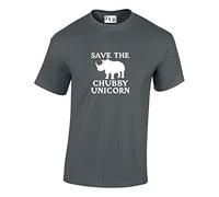 JLB Print Save The Chubby Unicorn Funny Cool Premium Quality Regular Fit T-Shirt Top for Men and Teens Charcoal