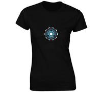 JLB Print Stark Heart Super Hero Movie & Comic Book Fan Premium Quality Fitted T-Shirt Top for Women and Teens - Black/L - 10/12