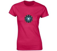 JLB Print Stark Heart Super Hero Movie & Comic Book Fan Premium Quality Fitted T-Shirt Top for Women and Teens - Hot Pink/M - 8/10