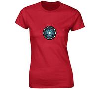 JLB Print Stark Heart Super Hero Movie & Comic Book Fan Premium Quality Fitted T-Shirt Top for Women and Teens - Red/L - 10/12