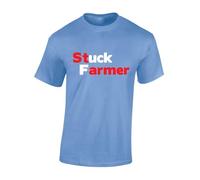 JLB Print Stuck Farmer Funny Rude Joke Design Novelty Politics Starmer Funny Rude Humor Premium Quality Modern Fit T-Shirt Top for Men - Blue/XL