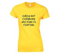 JLB Print Surely NOT Everyone was KUNG FU Fighting Cool Funky Music Fan Premium Quality Fitted T-Shirt Top for Women and Teens