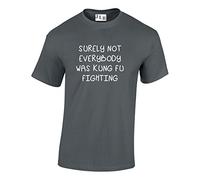 JLB Print Surely NOT Everyone was KUNG FU Fighting Cool Funky Music Fan Premium Quality Regular Fit T-Shirt Top for Men and Teens Charcoal