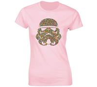 JLB Print Trooper Helmet Hundreds Space Wars Sci Fi Movie Film Inspired Premium Quality Fitted T-Shirt Top for Women and Teens - Light Pink/XXL - 14/16