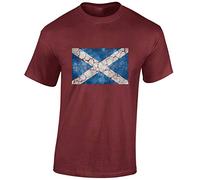 JLB Print Vintage Scotland Flag Cool Novelty Premium Quality Regular Fit T-Shirt Top for Men and Teens - Maroon/Medium