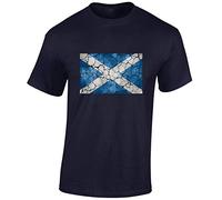 JLB Print Vintage Scotland Flag Cool Novelty Premium Quality Regular Fit T-Shirt Top for Men and Teens - Navy/Large