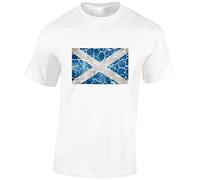JLB Print Vintage Scotland Flag Cool Novelty Premium Quality Regular Fit T-Shirt Top for Men and Teens - White/Large