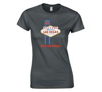 JLB Print Viva Las Vegas Cool Novelty Premium Quality Fitted T-Shirt Top for Women and Teens (Charcoal / 2X-Large)