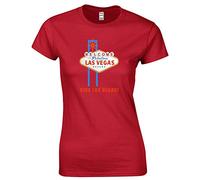 JLB Print Viva Las Vegas Cool Novelty Premium Quality Fitted T-Shirt Top for Women and Teens (Red/Small)