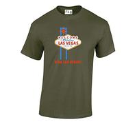 JLB Print Viva Las Vegas Cool Novelty Premium Quality Regular Fit T-Shirt Top for Men and Teens (Military Green/Large)