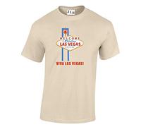 JLB Print Viva Las Vegas Cool Novelty Premium Quality Regular Fit T-Shirt Top for Men and Teens (Natural/Medium)