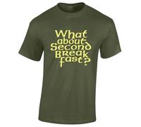 JLB Print What About Second Breakfast Classic Movie Film Inspired Premium Quality Modern Fit T-Shirt Top for Men - Green/L