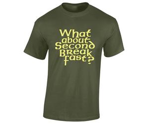 JLB Print What About Second Breakfast Classic Movie Film Inspired Premium Quality Modern Fit T-Shirt Top for Men