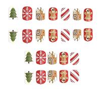 jlceh Christmas False Nails,Cute Cartoon Fake Nails | Gingerbread Snowflake Christmas Tree Design Full Cover Matte Artificial False Nails for Manicure Decorations