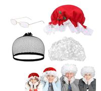 jlceh Granny Wigs for Women, Women Festive Costume Accessories, Lady Costume Cosplay Hat, Wig, Hair Net, and Glasses for Christmas Dress Up Party