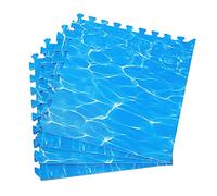 JLCP Blue Interlocking Foam Mats for Kids, 1Cm Thick Soft EVA Foam Floor Tiles, 60X60cm Foam Large Puzzle Mat for Baby Children,Blue Ocean Pattern Home Decoration Mats,10pcs