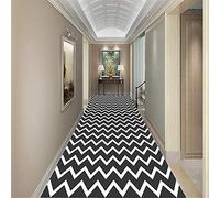 JLCP Long Runner Rugs, Black and white ripple Freely cut Patchwork Carpet Runner for Hallway/stairs/bathroom/Hotel Stain-Resistant Non-slip,60x300cm