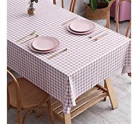 JLCP Nordic PVC Tablecloth,Gingham Tablecloths Oilcloth, PVC Plastic Table Cloth Wipeable Waterproof Oil-Proof Rectangular Table Cloth for Party,Kitchen,Dining Room,Picnic,Garden,7,140x180cm