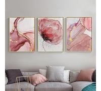 JLCZBT Nordic Living Room Wall Pictures, Pink and Gold Marble Pictures, Flower Canvas, Luxury Marble Poster Wall Art Picture, Frameless (30 x 40 cm)