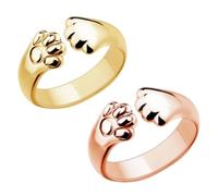 JLEivvi 2 Pack Adjustable Pet Memorial Rings, Gold & Rose Gold Paw Print Hug Rings for Women, Cute Pet Lover Jewelry Keepsake for Dog Cat Furry Friends