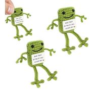 JLEivvi 2 Pcs Positive Crochet Animals Cute Emotional Support Crochet Frogs with Encouragement Card for Men Women Home Office Desk Decor Accessories, Green