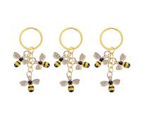 JLEivvi 3 Pcs Bee Keyring Exquisite Alloy Charm Bee Keychain with Rhinestone, Cute Keychain for Women Handbag Wallet Purse Decor Accessories