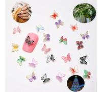 JLEivvi 50 Pcs Mini Butterflies for Crafts, Resin Colorful Mini Charms for Nail Art Decoration & DIY Crafting Design, Tiny Miniature Things for Landscaping Decoration User