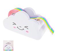 JLEivvi Mini Cloud Tape Dispenser with Rainbow Tape & Safety Cutter - Cute Cartoon Cloud Shape with Expressions, Scotch Tape Dispenser for Home Office School (White)