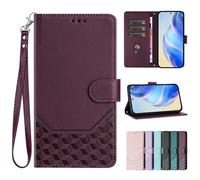 JLHYYXH RFID Blocking Magnetic Wallet Phone Case for Tecno Pova 7 Neo 4G, Shockproof Cover with 3 Credit Card Slots-Wine Red