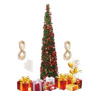 Jlkegfdf Artificial Christmas Tree, Glitter Faux Christmas Tree with LED Colorful Lights, 5Ft Plants Decoration for Indoor Bedroom Desktop Porch Outside Halloween Decorating