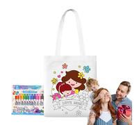 Jlkegfdf Blank Tote Bags - Coloring Goodie Bags - Mother's Day Art Craft with Paint Pens Learning Activities for Kids Ages 3+ Girls Boys Kindergarten Classroom School Outdoor Travel