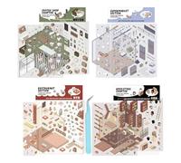 Jlkegfdf Miniature Scene Stickers 3D Effect, Stress Relief Scrapbook Stickers - Cartoon House Decals for Kids Adults Notebook Phone Cases Scrapbook Greeting Card Teachers Craft Enthusiasts
