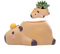 Jlkegfdf Small Capybara Flower Pot Resin Planter Pot Practical Centerpiece Portable Animal Flowerpot Resin Planter Pot Tabletop Decorative For, Lie Prone