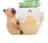 Jlkegfdf Small Capybara Flower Pot Resin Planter Pot Practical Centerpiece Portable Animal Flowerpot Resin Planter Pot Tabletop Decorative For, Lie Prone