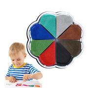 Jlkegfdf Stamp Pads for Kids - 8 Colors Washable Ink Pads Petal Shape Kids Stamp Pad - Finger Print Ink Pads, Stamp Ink for Leather, Ceramic Tiles, Painted Surfaces