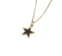 JLKJNCXZC Light luxury and fashionable temperament black five pointed star collarbone chain stainless steel simple and versatile necklace