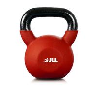 JLL Cast Iron Kettlebell for Resistance Training, Available in 4kg/8kg/12kg | Wide Textured Grip, Color-Coded Neoprene Coating, Flat Anti-Roll Base, Easy to Clean, Built to Last