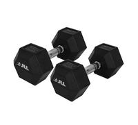 JLL® Hex Dumbbell 4-32 KG Pair, Heavy Duty Rubber Commercial Dumbbell, Weight Sets for Weight Training, Knurled Chrome Handle, Black Colour (12)